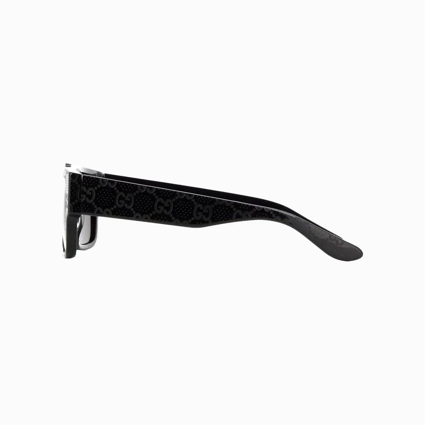 Men's Gucci Shiny Black with Embossed Logo Pattern Sunglasses