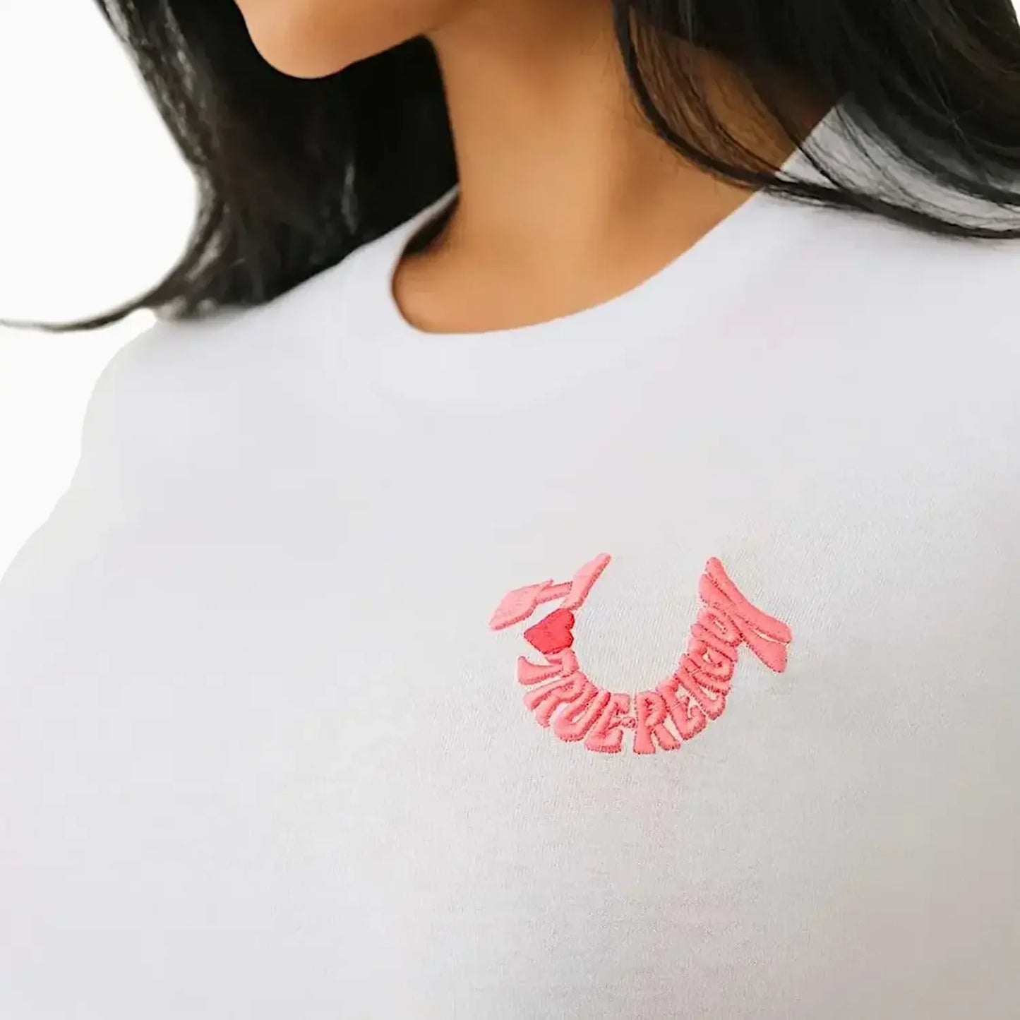 Women's I Love True Religion Embroidered Short Sleeve T-Shirt