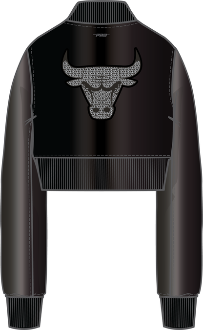 Women's Chicago Bulls Washed Crystalline Leather Varsity Jacket