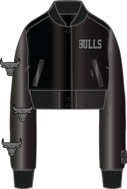 Women's Chicago Bulls Washed Crystalline Leather Varsity Jacket