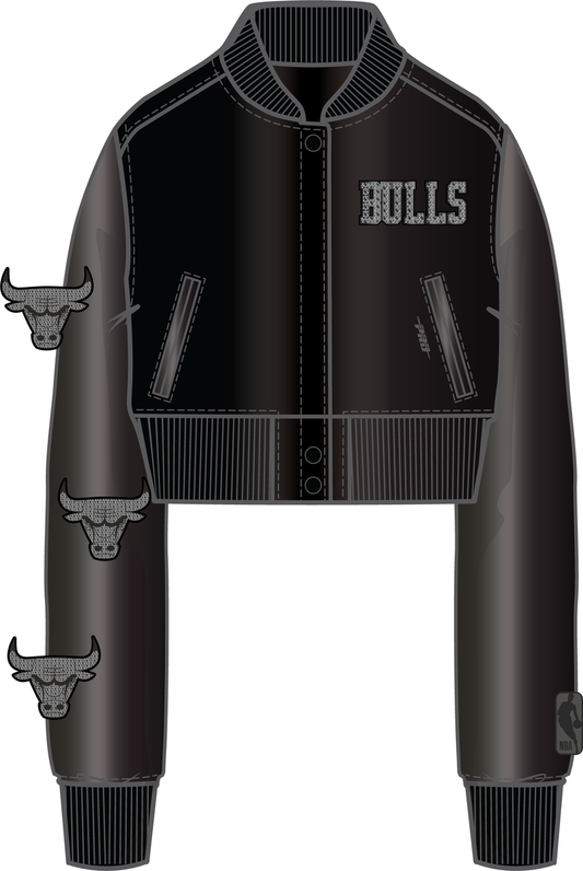 Women's Chicago Bulls Washed Crystalline Leather Varsity Jacket