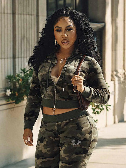 Women's Camo Velour Shrunken Outfit
