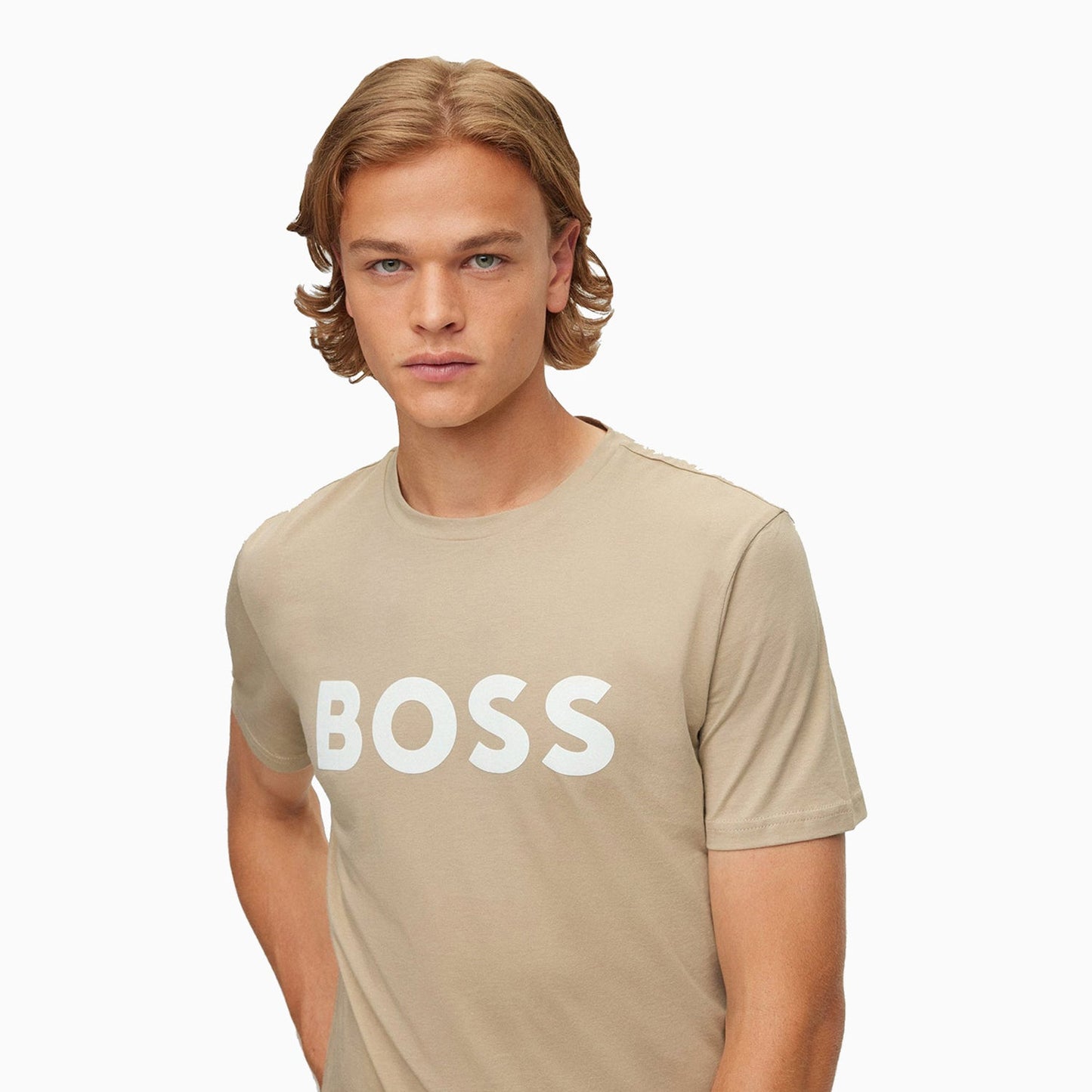 Men's Cotton Jersey T Shirt With Rubber Print Logo