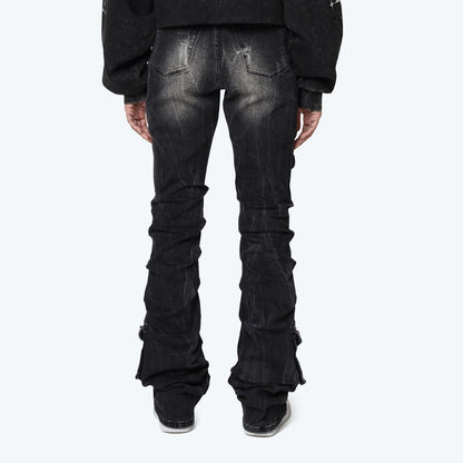 Women's High Rise Rhinestone Stacked Jeans Pant