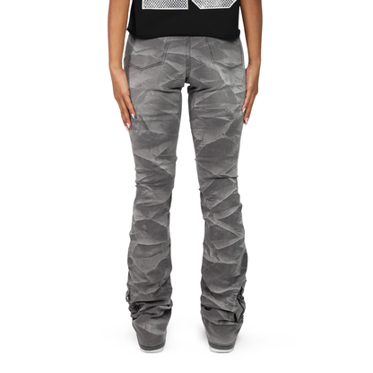 Women's High Rise Rhinestone Stacked Jeans Pant