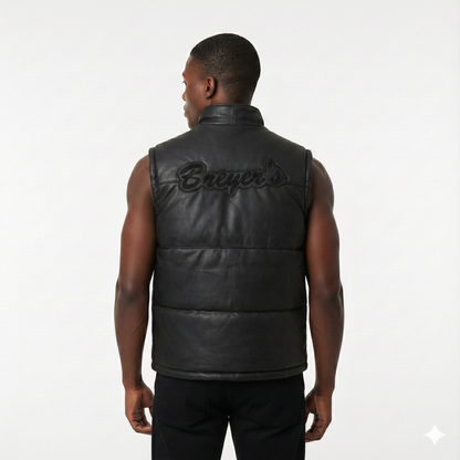 Breyer's Leather Puffer Vest All Black