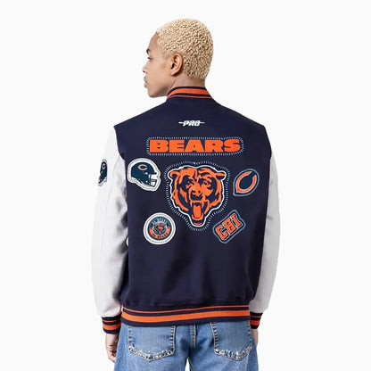 Men's Chicago Bears Stitch Rib Wool Varsity Jacket