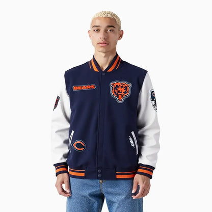 Men's Chicago Bears Stitch Rib Wool Varsity Jacket