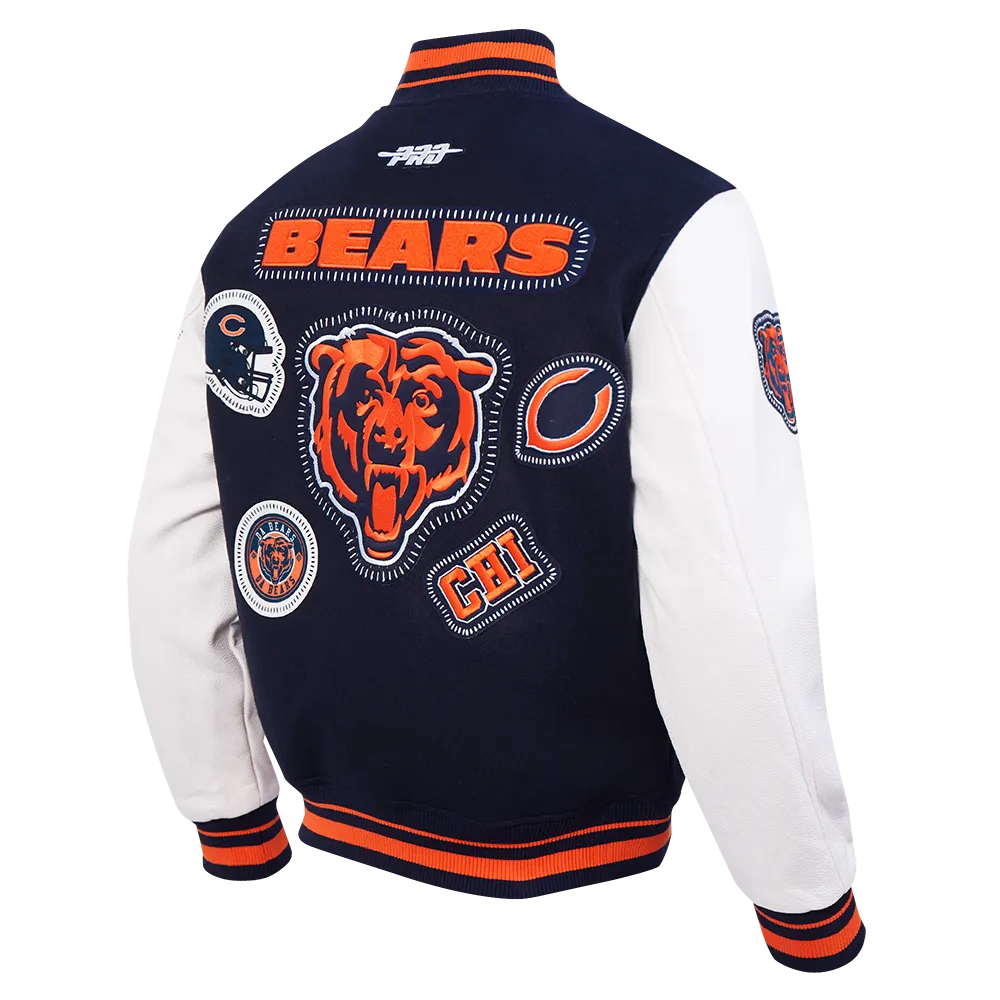 Men's Chicago Bears Stitch Rib Wool Varsity Jacket
