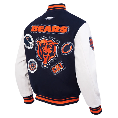 Men's Chicago Bears Stitch Rib Wool Varsity Jacket