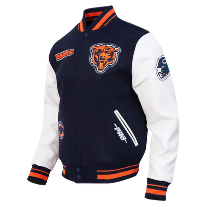 Men's Chicago Bears Stitch Rib Wool Varsity Jacket