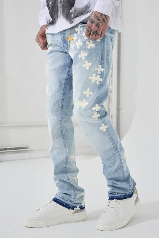 Men's Super Skinny Stacked Forbidden Fruit Denim Pant