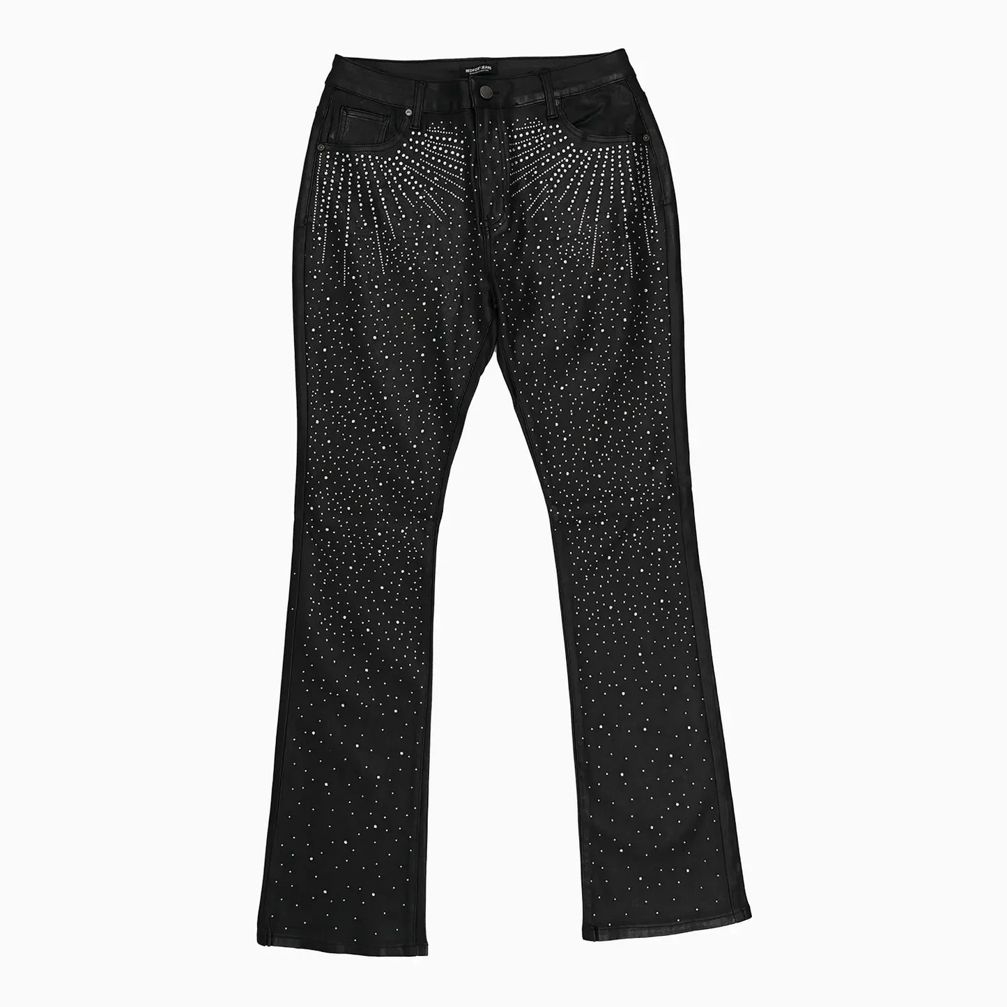 Women's Rhinestone Stacked Coated Jean Pant