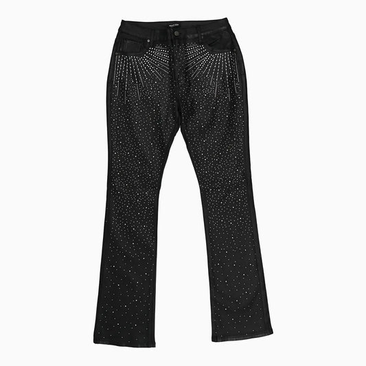 Women's Rhinestone Stacked Coated Jean Pant
