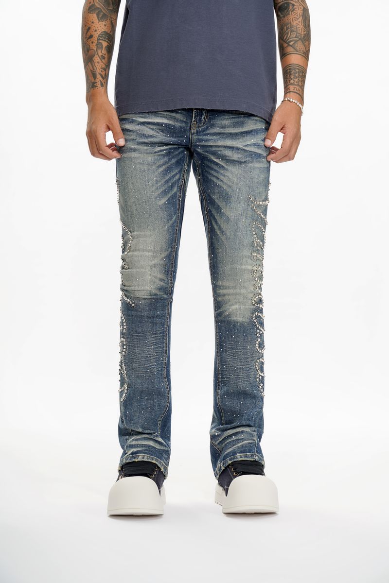 Men's Lattice Stacked DenimPant