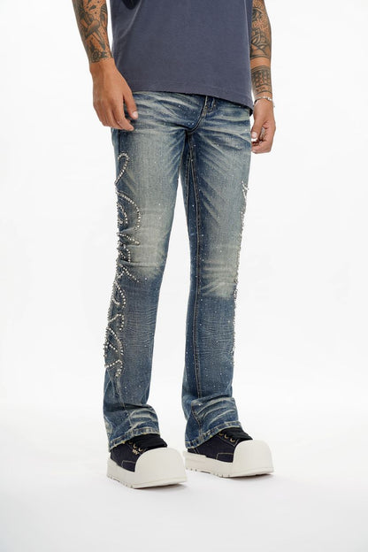 Men's Lattice Stacked DenimPant