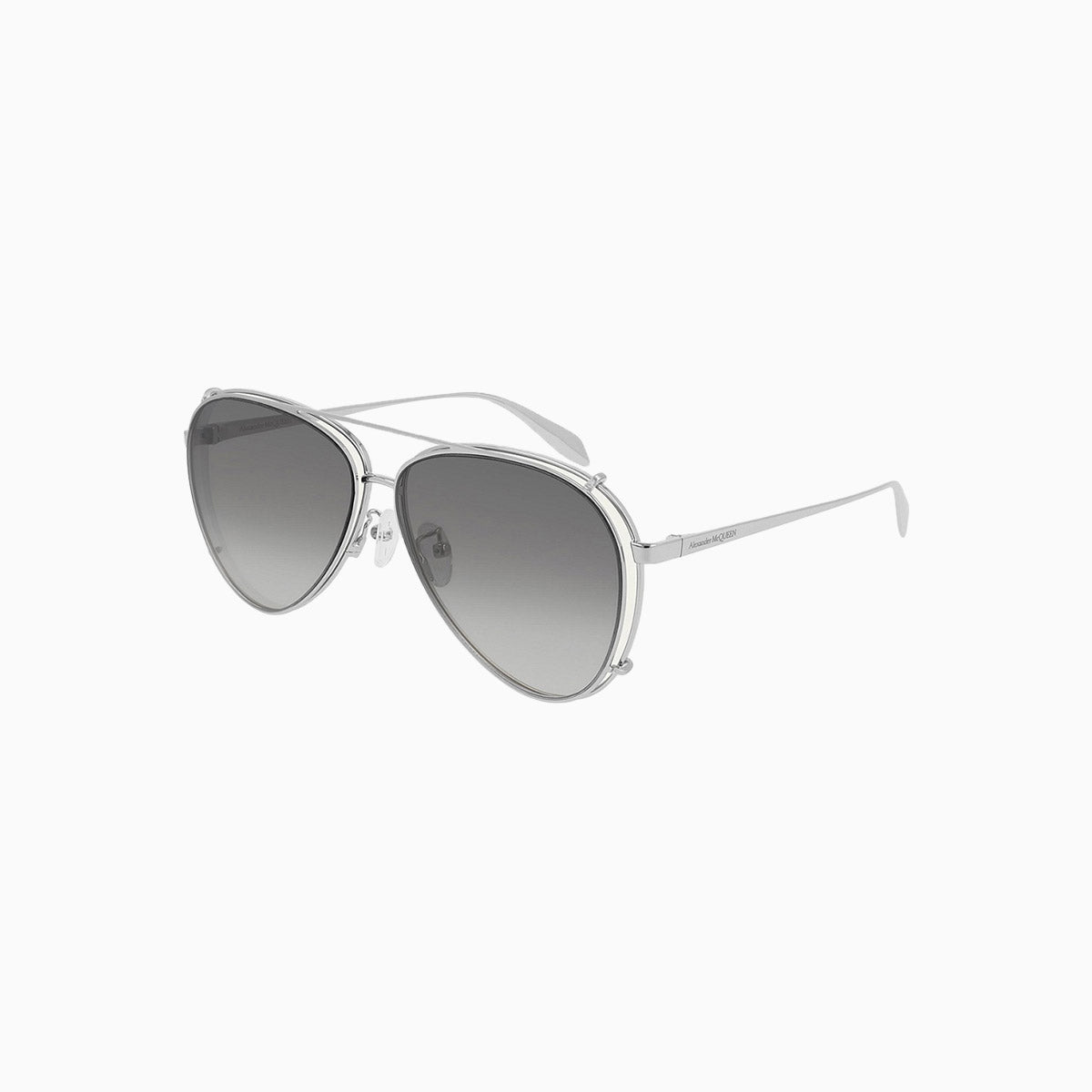 Alexander Mcqueen Grey Silver Metal Sunglasses