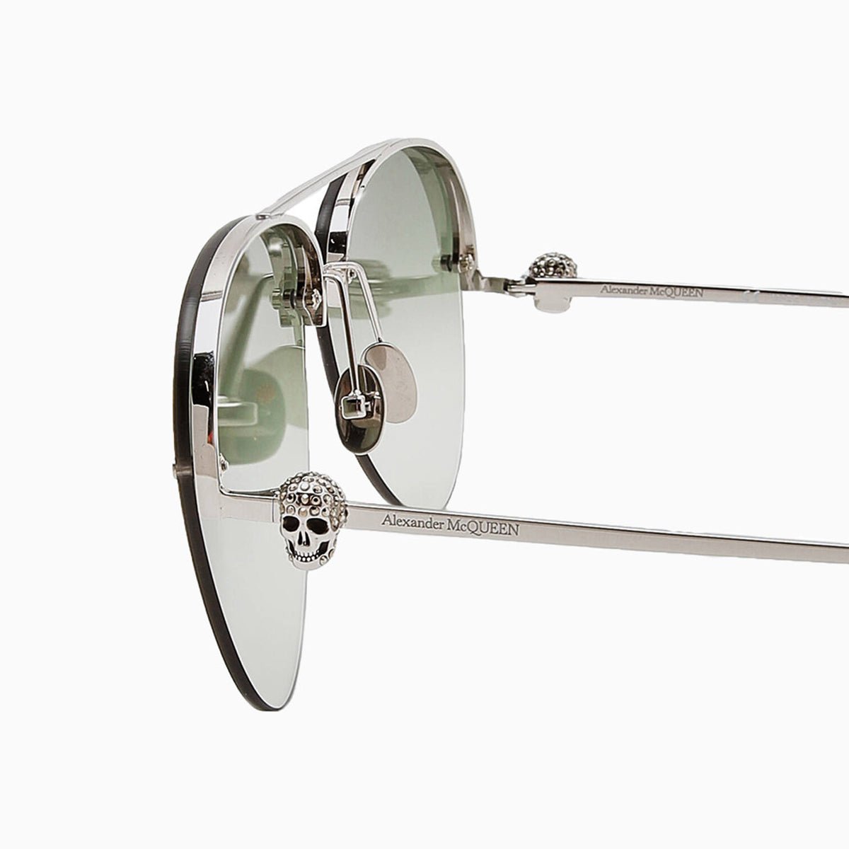 Alexander Mcqueen Silver Green Sunglasses