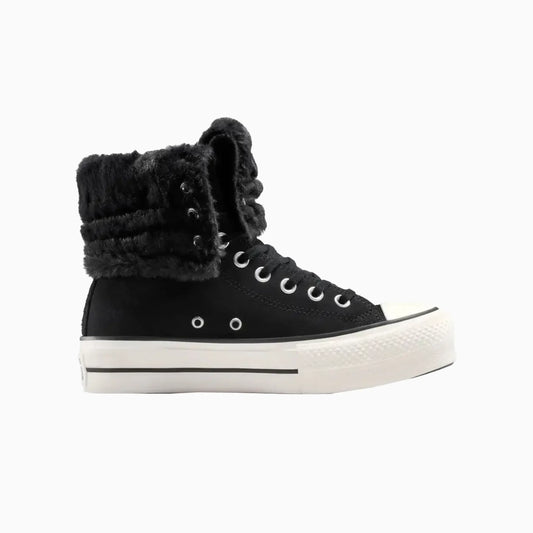 Women's All Star Fold Over Lift X-Hi Faux Fur