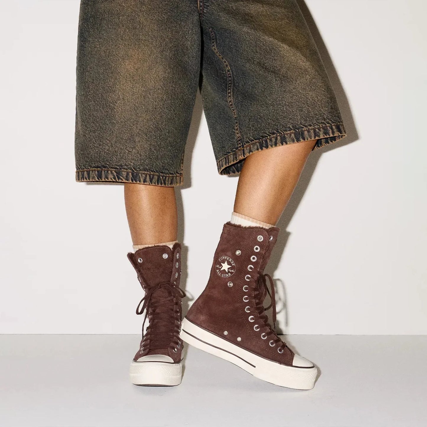 Women's All Star Fold Over Lift X-Hi Faux Fur