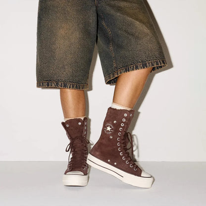 Women's All Star Fold Over Lift X-Hi Faux Fur