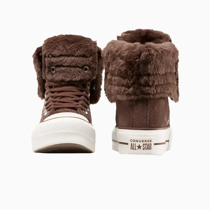 Women's All Star Fold Over Lift X-Hi Faux Fur
