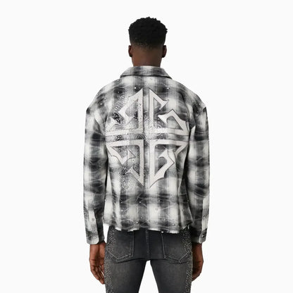 Men's Cloud Grey Cross Flannel Shirt