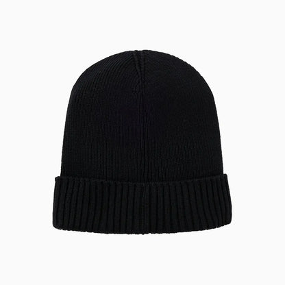 Logo Detail Beanie Hat in Cotton and Virgin Wool