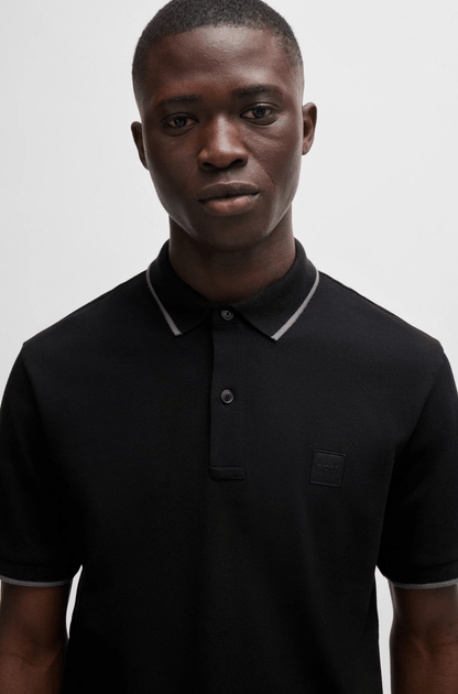 Men's Slim Fit Polo Shirt in Washed Stretch Cotton Pique