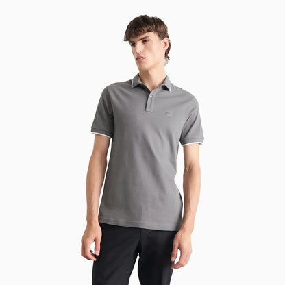 Men's Slim Fit Polo Shirt In Washed Stretch Cotton Pique
