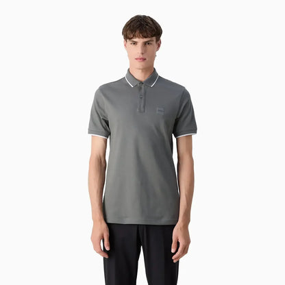 Men's Slim Fit Polo Shirt In Washed Stretch Cotton Pique