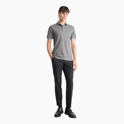 Men's Slim Fit Polo Shirt In Washed Stretch Cotton Pique