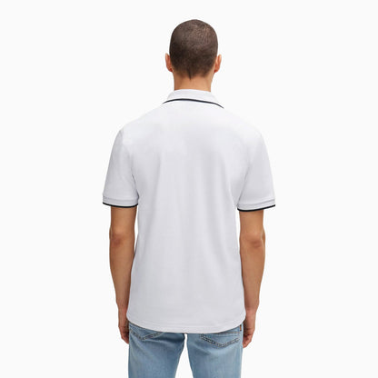 Men's Slim Fit Polo Shirt in Washed Stretch Cotton Pique