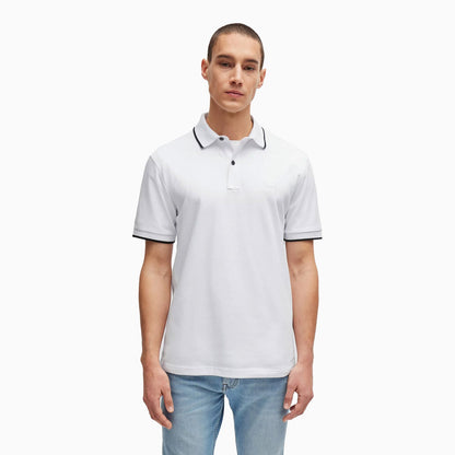 Men's Slim Fit Polo Shirt in Washed Stretch Cotton Pique