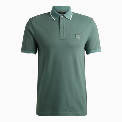 Men's Slim Fit Polo Shirt in Washed Stretch Cotton Pique