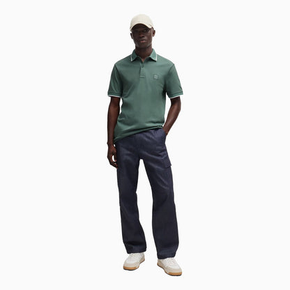 Men's Slim Fit Polo Shirt in Washed Stretch Cotton Pique