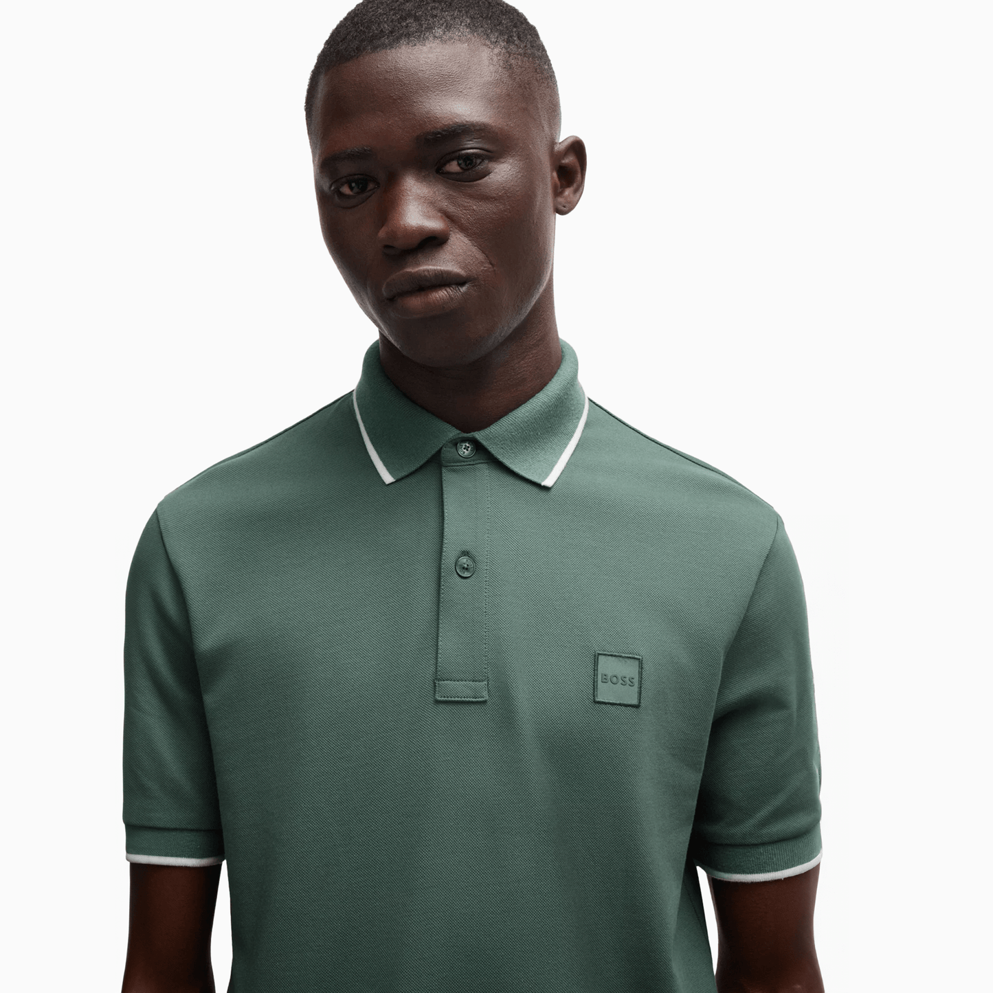 Men's Slim Fit Polo Shirt in Washed Stretch Cotton Pique