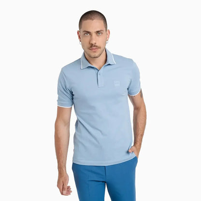 Men's Slim Fit Polo Shirt In Washed Stretch Cotton Pique