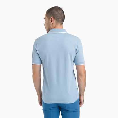Men's Slim Fit Polo Shirt In Washed Stretch Cotton Pique