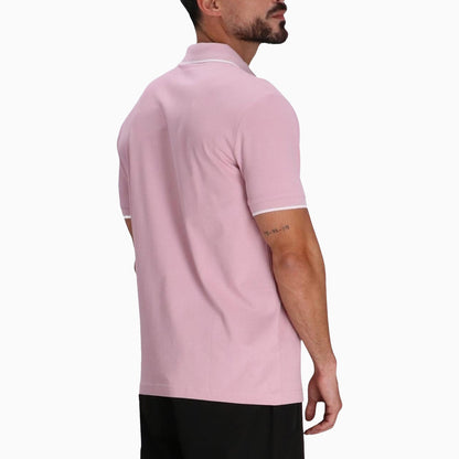 Men's Slim Fit Polo Shirt in Washed Stretch Cotton Pique