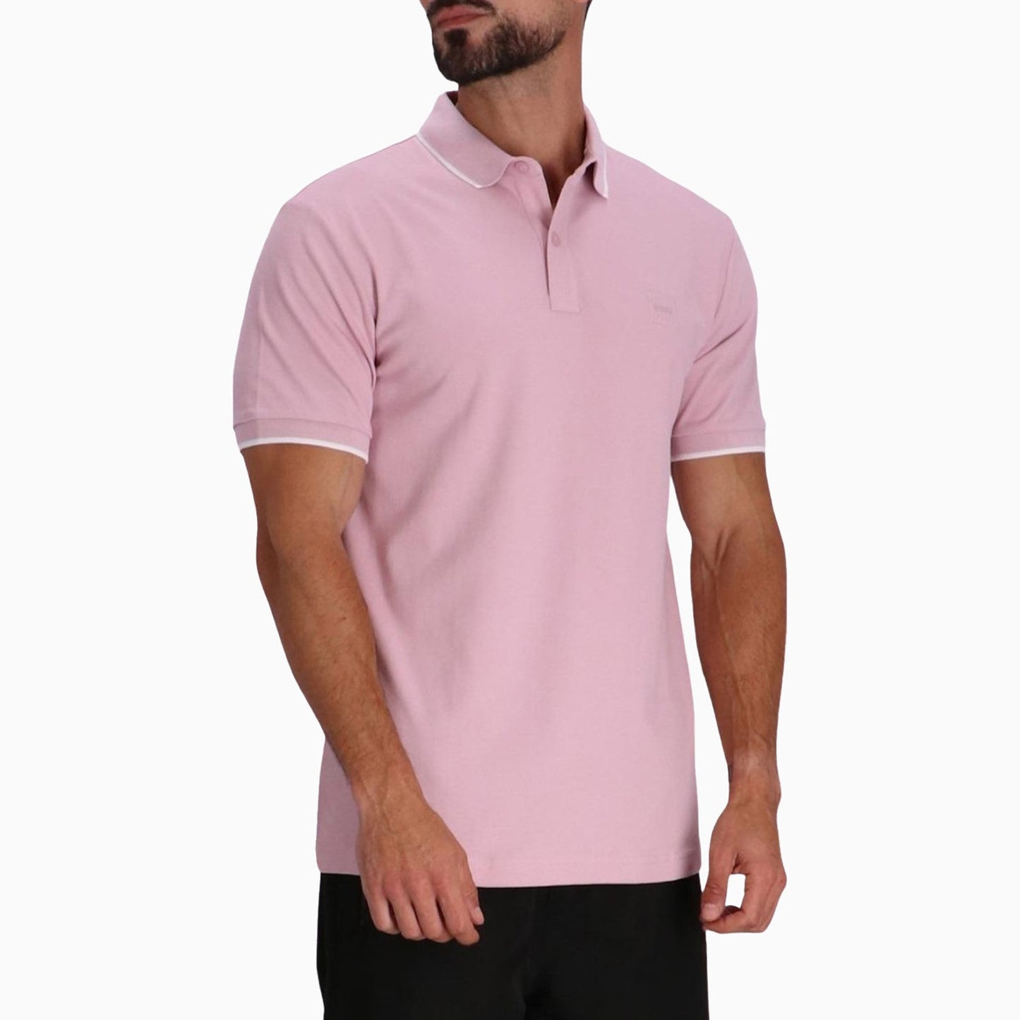Men's Slim Fit Polo Shirt in Washed Stretch Cotton Pique