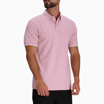 Men's Slim Fit Polo Shirt in Washed Stretch Cotton Pique