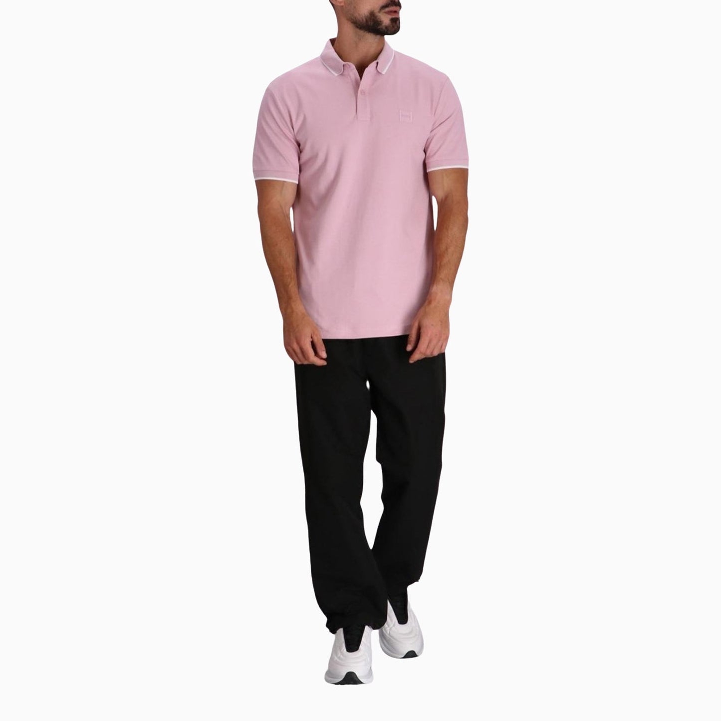 Men's Slim Fit Polo Shirt in Washed Stretch Cotton Pique