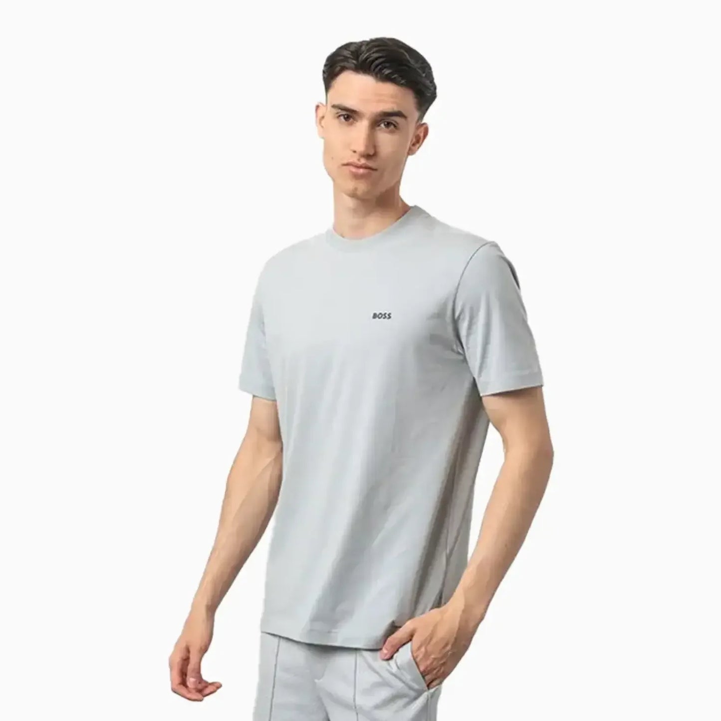 Men's Stretch Cotton Regular Fit T-Shirt With Contrast Logo