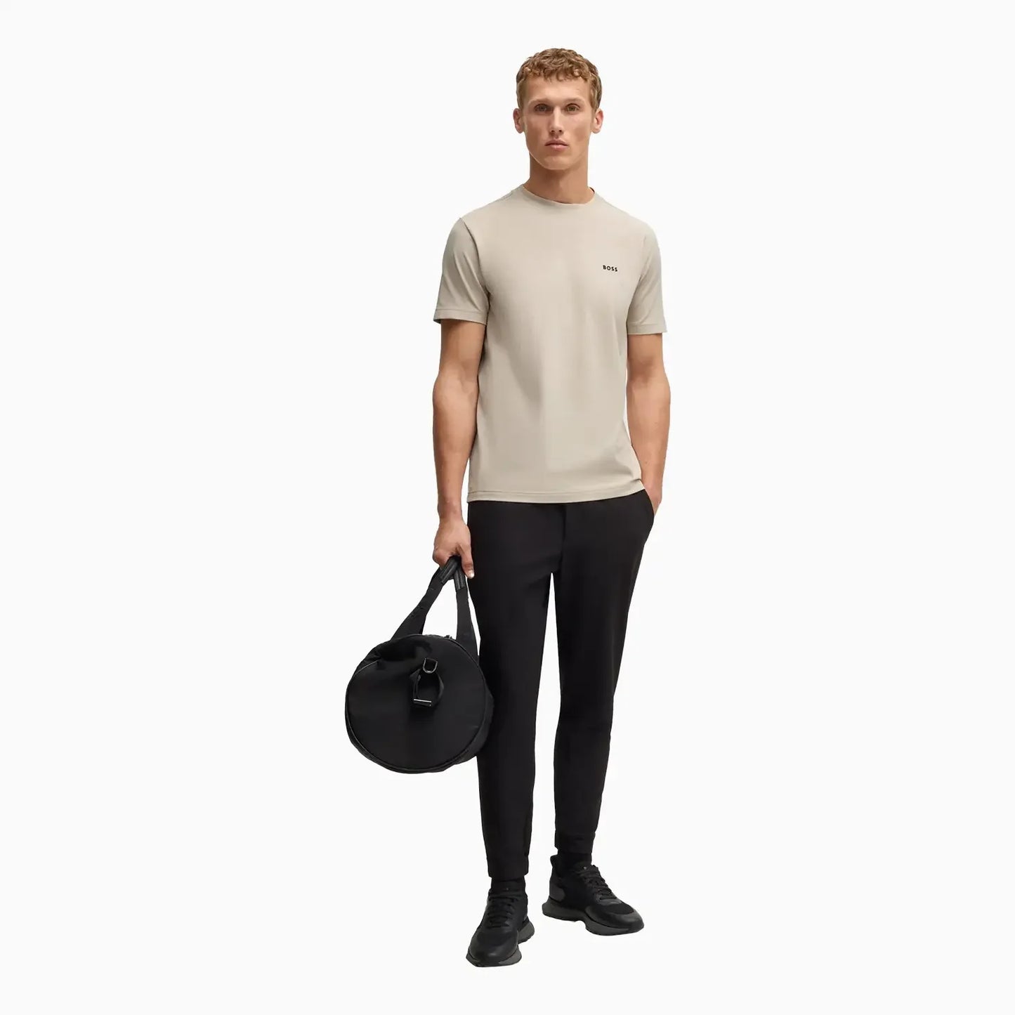 Men's Stretch Cotton Regular Fit T-Shirt With Contrast Logo