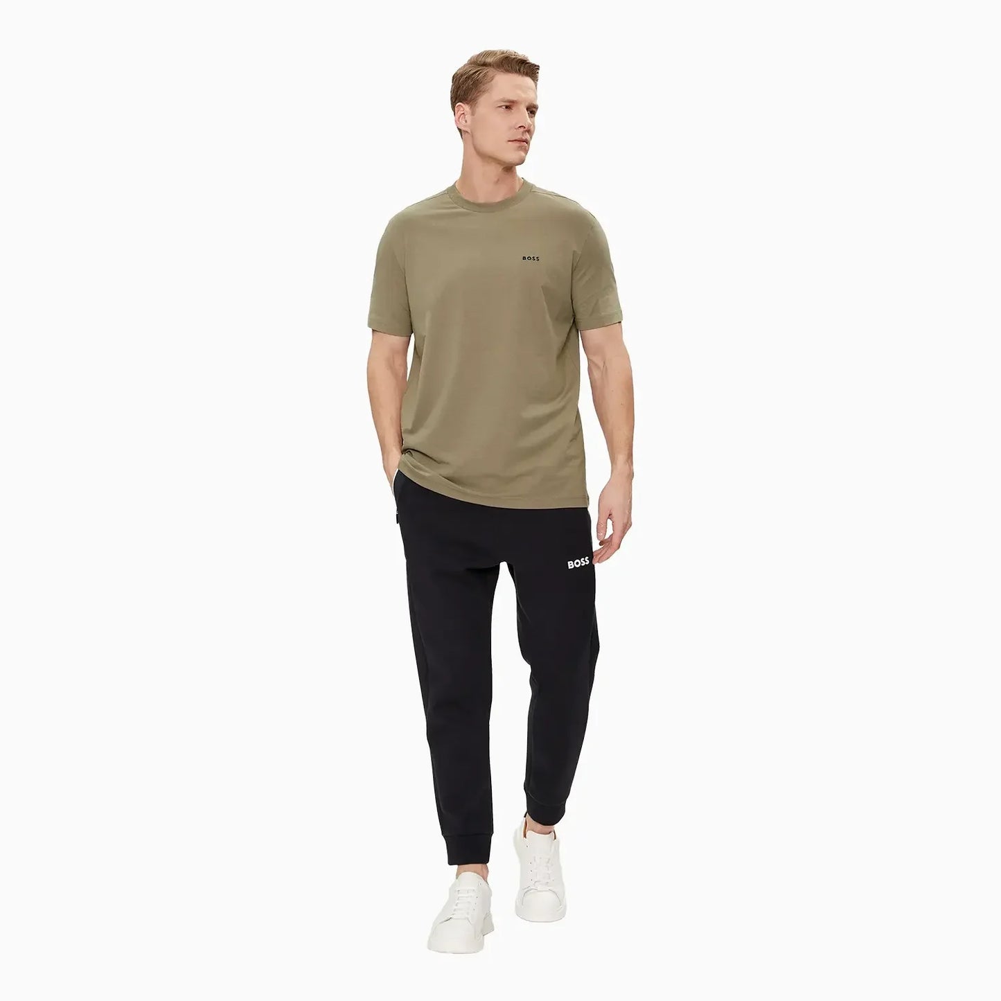 Men's Stretch Cotton Regular Fit T-Shirt With Contrast Logo