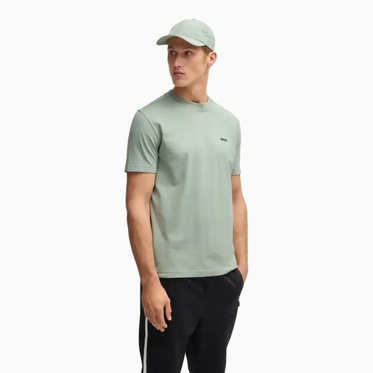 Men's Stretch Cotton Regular Fit T-Shirt With Contrast Logo