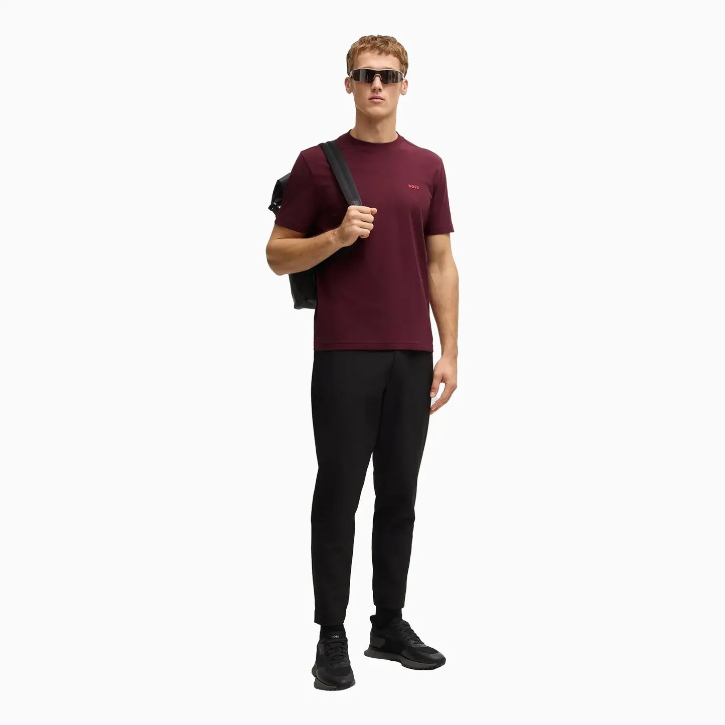Men's Stretch Cotton Regular Fit T-Shirt With Contrast Logo