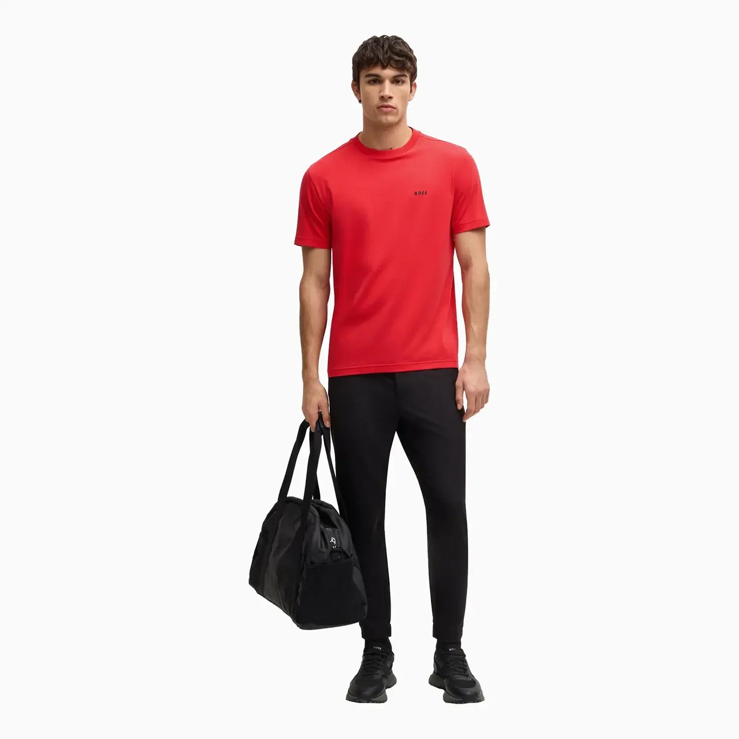 Men's Stretch Cotton Regular Fit T-Shirt With Contrast Logo