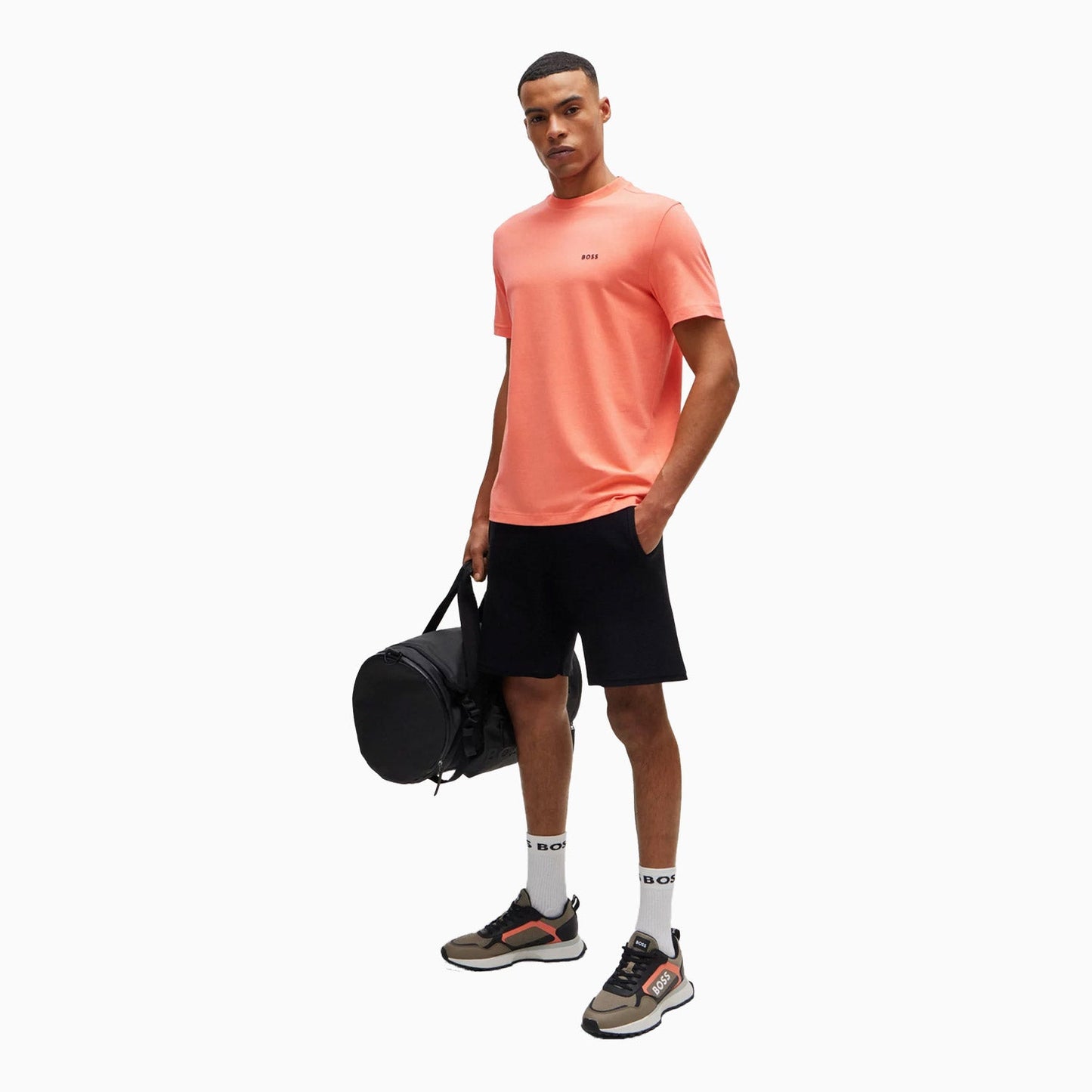 Men's Stretch Cotton Regular Fit T-Shirt With Contrast Logo